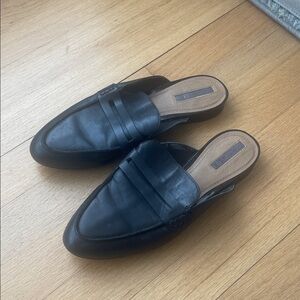 Tahari Black Leather Mules
